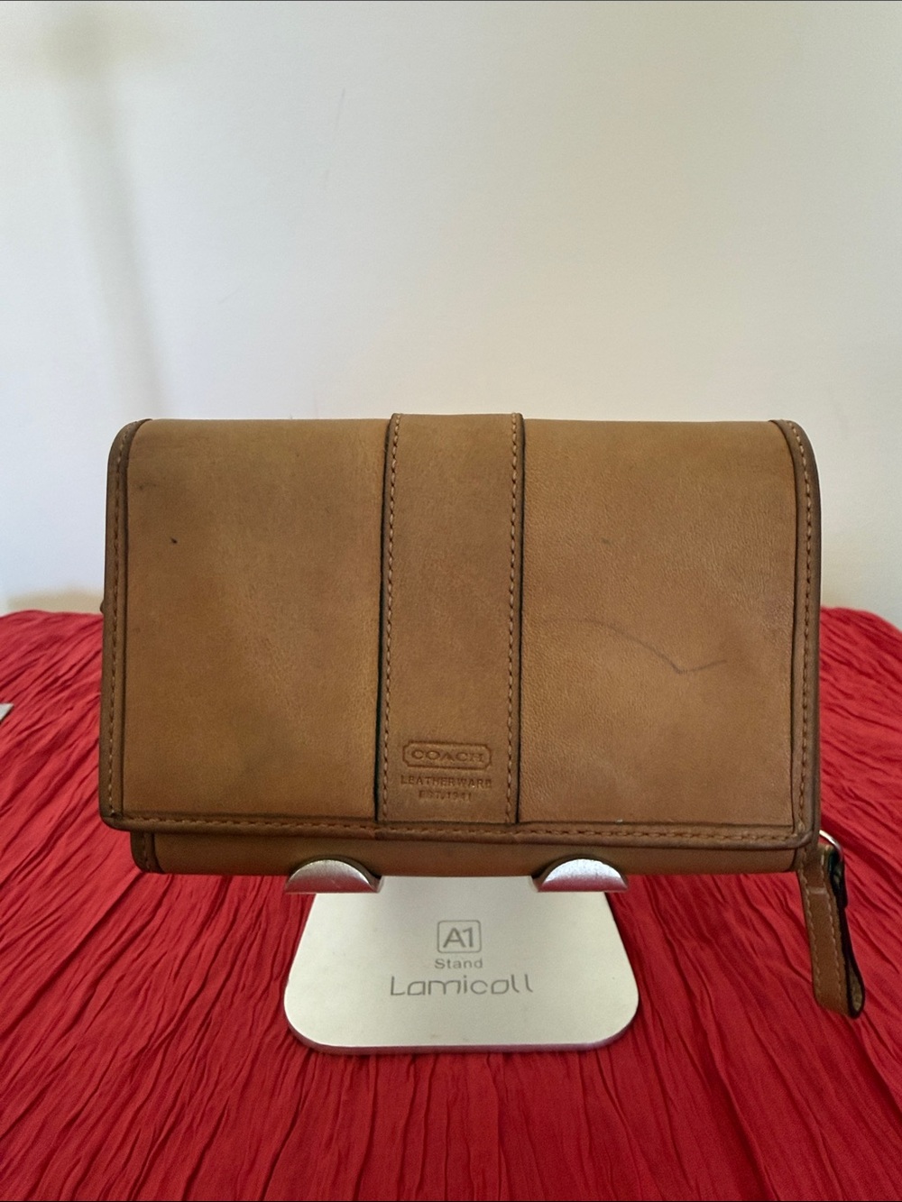 Coach Tan Leather Zip Wallet Wristlet